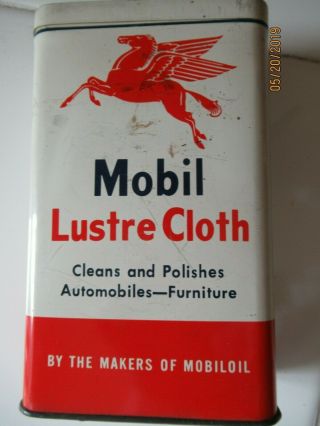 Vintage Mobil Lustre Cloth In Tin With Pegasus
