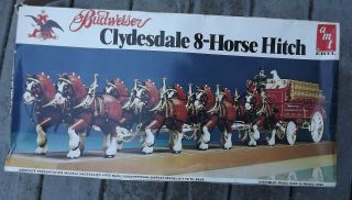 Vintage Budweiser Clydesdale 8 Horse Hitch & Wagon Kit Unmade Complete