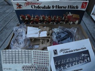 VINTAGE BUDWEISER CLYDESDALE 8 HORSE HITCH & WAGON KIT unmade complete 2