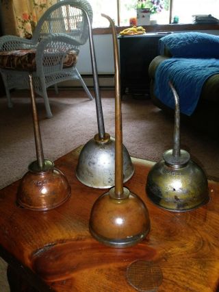 4 Vintage Eagle Thumb Pump Oil Cans