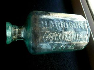 Large 12 Sided Harrison ' s Columbian Ink Bottle Open Pontil approx 6 1/4 