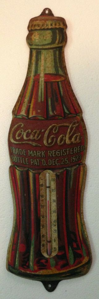 Vintage Metal Coca Cola Holiday Thermometer Sign