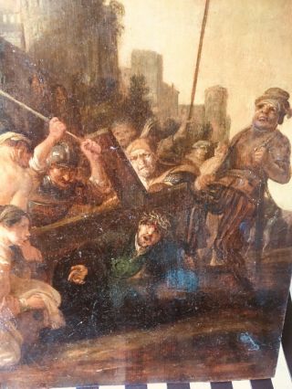 Saint Aubin Gabriel Jacques De 1700’s Christ Cross Old Master Oil Painting Panel 3