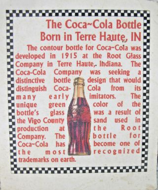 Vintage Terre Haute Coca Cola Bottle Vigo County Paper Print Ad