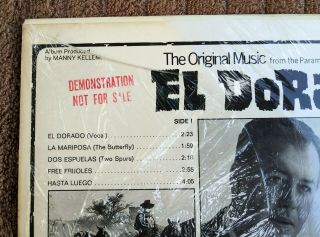 El Dorado 1966 Soundtrack PROMO Vinyl LP John Wayne Film Score RARE 3