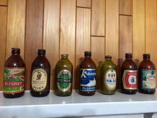 Vintage Collectible Glass Beer Bottles Pilsner Union Made Canadian Molson Skal