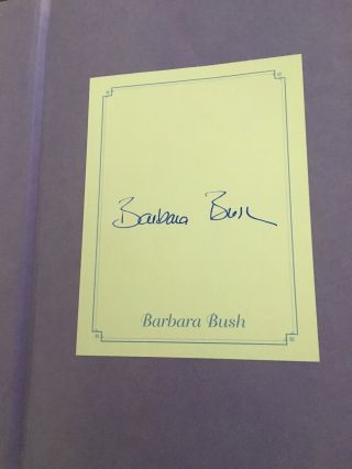 Barbara Bush Signed Book “a Memoir” First Lady
