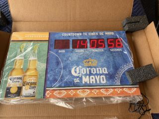 Corona Countdown To Cinco De Mayo Tin Sign Plaque Real Timer Clock Man Cave Bar