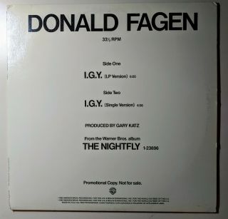 Donald Fagen ‎– I.  G.  Y.  (what A World) 12 Us Promo /pro - A - 1071