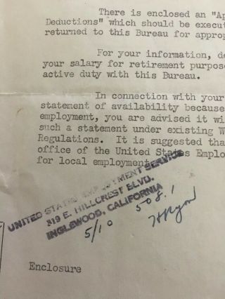 J.  Edgar Hoover Signed Letter (1945) 1st FBI Director 5