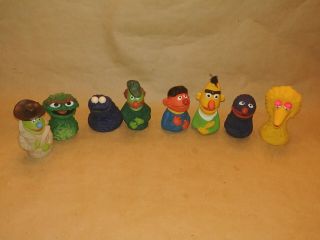 Vintage Rubber Sesame Street Finger Puppets Muppets Big Bird Oscar Cookie Ernie