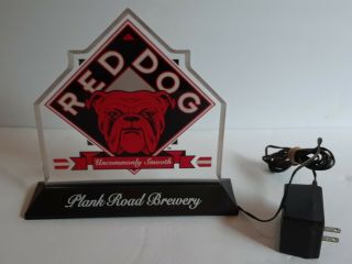 Rare 1994 Red Dog Led Lighted Light Table Top Plank Road Brewery Beer Sign