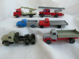 (6) Wiking Ho Flat Bed,  Dump Truck,  Saturn Fire Truck,  2 - Axle Tractor,  More