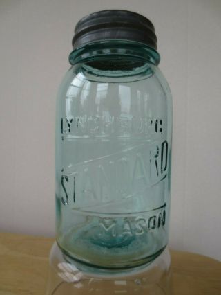 Vintage Lynchburg Standard Mason 2 Quart Jar Rare Embossed 2 Under Mason
