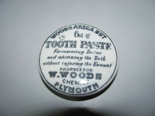 Antique Woods 6d Areca Nut Tooth Paste Ceramic Pot Lid Great Display