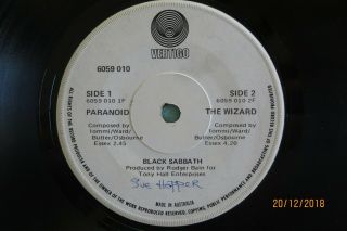 Black Sabbath - Paranoid - 1970 Vertigo Swirl Label 45