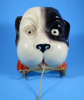 Antique,  Vintage,  Ceramic Dog String Holder - Made In Japan