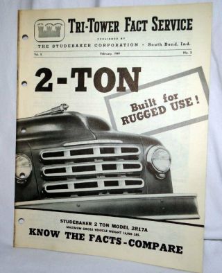 1949 Studebaker 2 Ton Truck Dealership Fact Sheet Oem