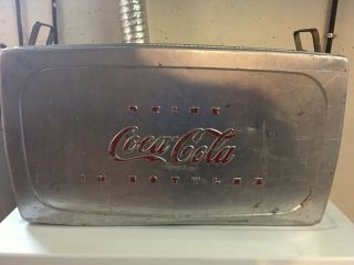 Vintage Antinque Silver Aluminum Coca Cola Cooler (circa 1950s)