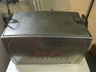 Vintage Antinque Silver Aluminum Coca Cola Cooler (circa 1950s) 2