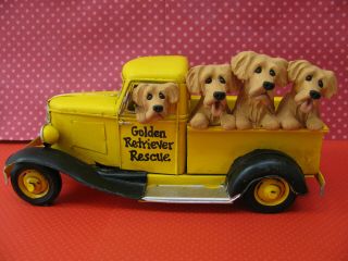 Handsculpted Golden Retriever Rescue Truck