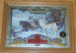 The Timber Wolves - Old Milwaukee Beer Mirror Sign