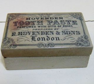 " The Hovenden " Tooth Paste Rectangular London Pot Lid & Base C1890 