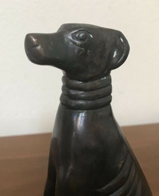 Vintage Bronze Sitting Greyhound Whippet Dog Statue Figurine 7” 2