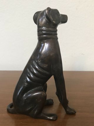 Vintage Bronze Sitting Greyhound Whippet Dog Statue Figurine 7” 5