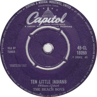 Beach Boys - Ten Little Indians,  Uk 1962,  Capitol 45 - Cl 15285,  7 " Vinyl Import