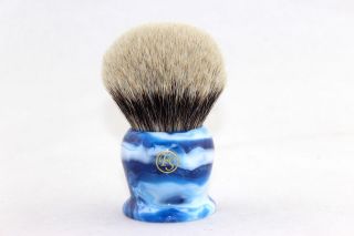 " Fs " - King 40mm 2 Band Bulb Finest Badger Shaving Brush Blue Sky Handle,  Bowl