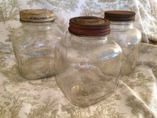 3 Vintage Glass Iris Coffee Jars Haas Baruch & Co Duraglas