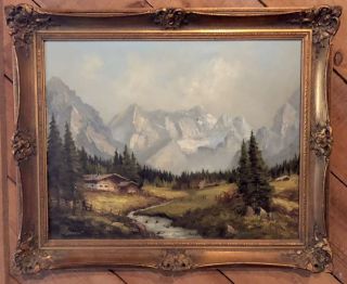 Fine 1900’s Plein Air Impressionist Oil Painting Dolomites Listed Werner Meier