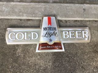 Michelob Light " Cold Beer " Plastic Sign 37 " X 16.  5 "