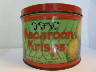 Vintage Ffv Macaroon Krisps Tin Box Cookie Tea Biscuit Southern Biscuit Company