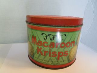 Vintage FFV Macaroon Krisps Tin Box Cookie Tea Biscuit Southern Biscuit Company 3