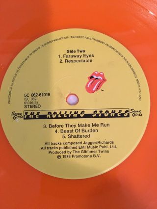 Rolling Stones - Some Girls - Orange Vinyl - Holland Imp - 5 C062 - 61016 Rare