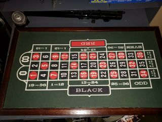 Wooden Gaming Board w/Roulette,  Blackjack,  Craps,  Poker 2