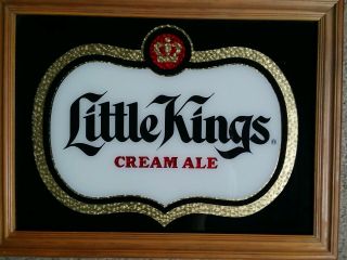 Little Kings Cream Ale Framed Glass Sign (vintage)