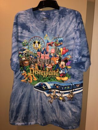 Vintage Disneyland Resort T Shirt Blue Tie Dye Graphic Disney Xl