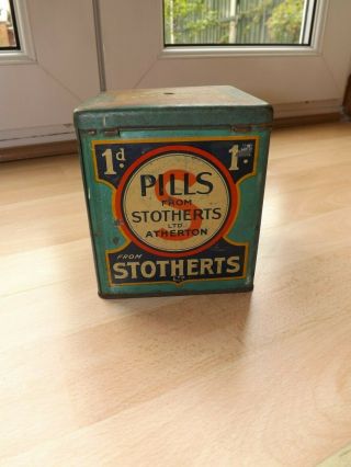 Antique Chemist Shop Stotherts Pills & Mixture Advertising String Tin C1900