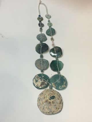 Afghanistan Old Roman Glass Beads Necklace Very Old Antique Green Color