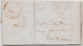 1836 Washington Dc Stampless Letter Frank Commodore John Rodgers & Letter