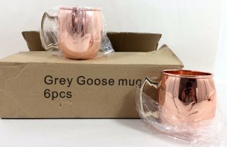 2 Grey Goose Vodka Moscow Mule Mugs - Fly Beyond Goose - Copper Plated Stainless