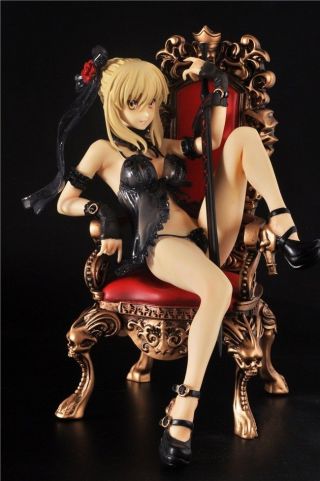 Anime Fate/Stay Night Saber Throne Pajamas Ver.  PVC Figure No Box 16cm Black 2