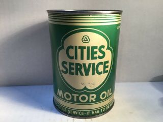 Vintage Cities Oil Can Quart Metal Gas Rare Handy Sign Tin Sunoco Texaco Mobil