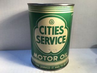 Vintage Cities Oil Can Quart Metal Gas Rare Handy Sign Tin Sunoco Texaco Mobil 2