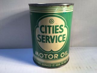 Vintage Cities Oil Can Quart Metal Gas Rare Handy Sign Tin Sunoco Texaco Mobil 3