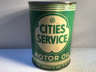 Vintage Cities Oil Can Quart Metal Gas Rare Handy Sign Tin Sunoco Texaco Mobil 4