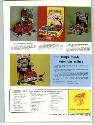 1968 Paper Ad Pixie Toy Play Creepy Critters Lil Friends Swamp Gross Groovy